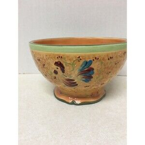 Bella Casa by Ganz Chicken/rooster Design Ceramic  Bowl  Mustard Color Floral